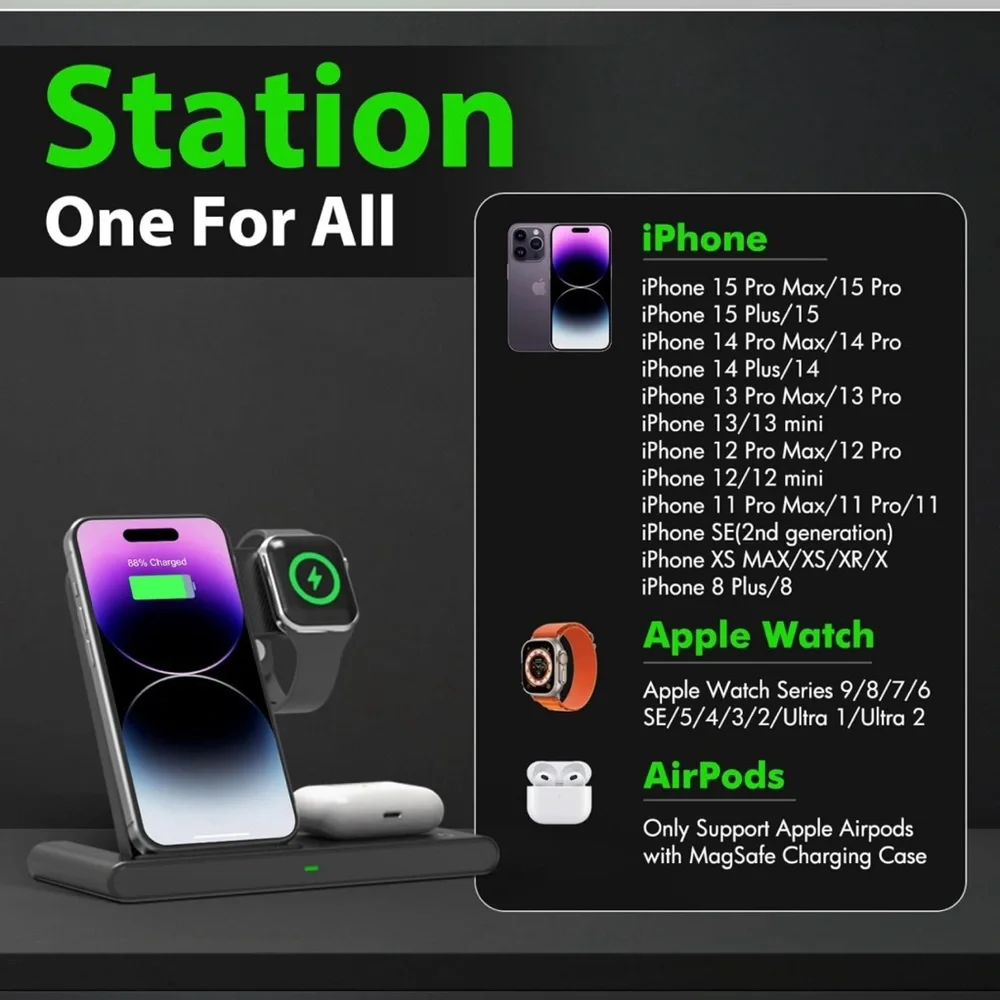 3 in 1 wireless charging stand